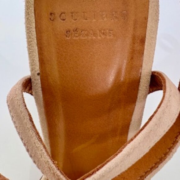 SEZANE High Lison Sandals Blush Suede w/ Gold Details FR39 - Picture 7 of 13